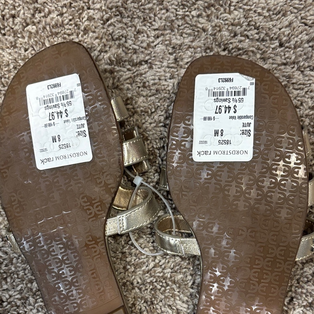 Sam Edelman Gold Slide Sandals - Picture 2 of 3